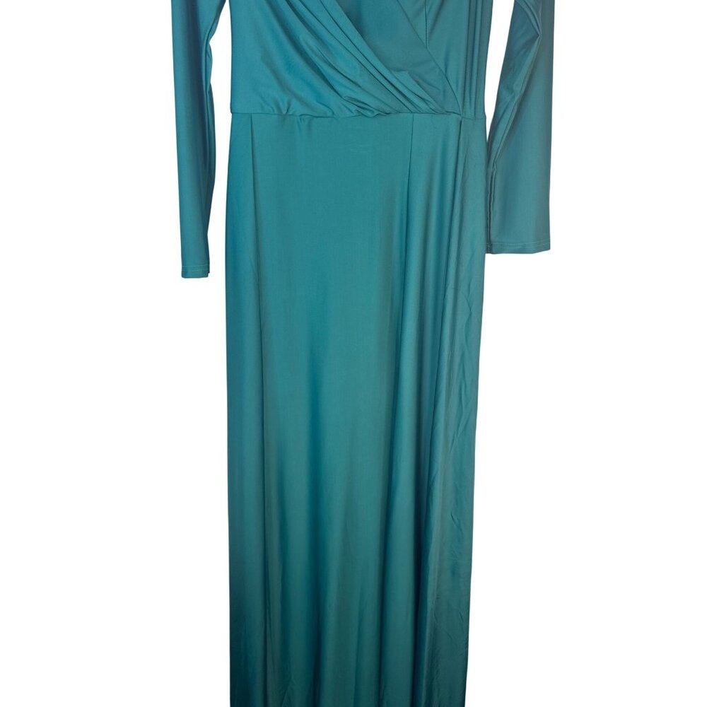 Miss Ord Deep Teal Long Medium Sleeve Sweetheart Neckline Maxi Dress - Picture 6 of 15